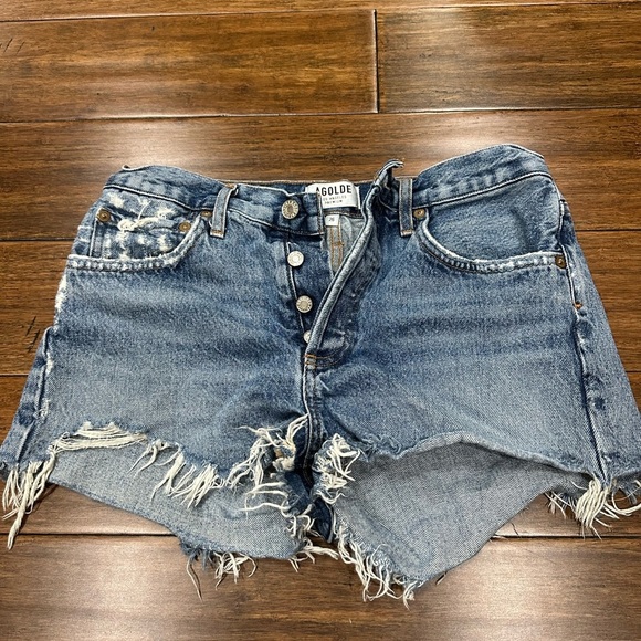 Agolde Blue Jean Shorts Distressed size 26 - Picture 1 of 6